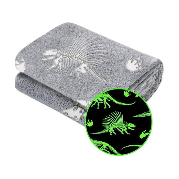 Glow in The Dark Blanket Dinosaur Throw Blanket for Boys Kids Soft Warm 60x80 - Picture 1 of 8